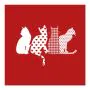 Servietten, 3-lagig 1/4-Falz 33 x 33 cm rot "Cats" - Bild 1 thumbnail