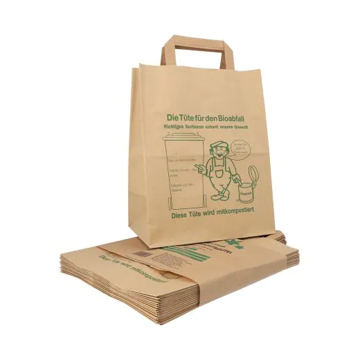 Bio-Kompostbeutel aus Papier mit Henkel 10 l, braun, H 28 x B 22 cm - Bild 1 Bio-Kompostbeutel aus Papier mit Henkel 10 l, braun, H 28 x B 22 cm - Bild 1