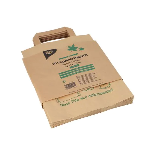 Abfallbeutel aus Kraftpapier mit Henkel, 10 l, braun, H 28 x B 22 cm - Bild 2