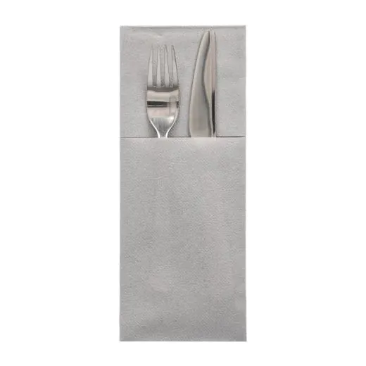 Airlaid Bestecktaschen, 48 x 40 cm, 1/8-Falz, grau "Premium" - Bild 1 Airlaid Bestecktaschen, 48 x 40 cm, 1/8-Falz, grau "Premium" - Bild 1