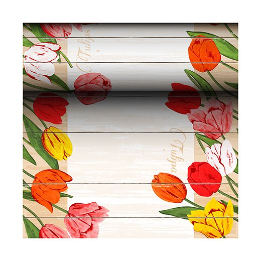 Airlaid Tischläufer, stoffähnlich 24 m x 40 cm "Blooming Tulips" - Bild 1 Airlaid Tischläufer, stoffähnlich 24 m x 40 cm "Blooming Tulips" - Bild 1