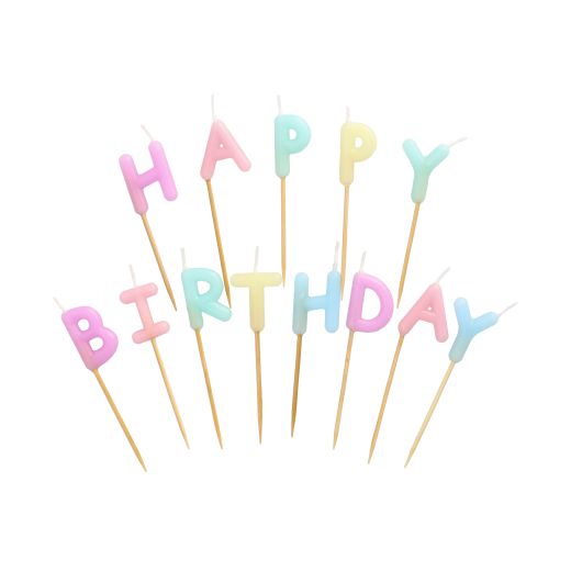 Buchstabenkerzen-Set pastell 8 cm "Happy Birthday" - Bild 1
