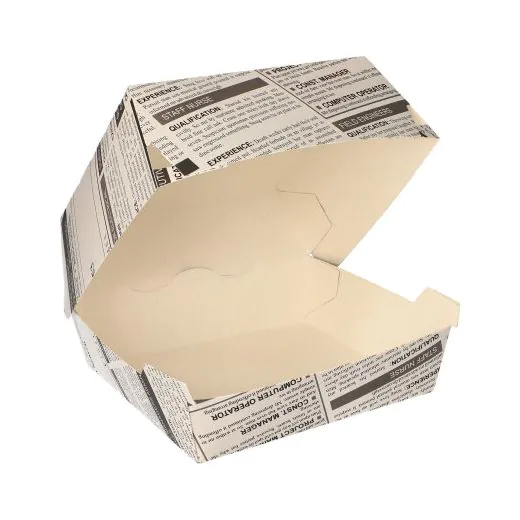 Burger Boxen aus Pappe 12,5 x 12,5 cm "Newsprint" groß - Bild 1
