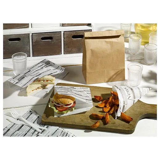 Burger Tüten, 16 x 18 cm, "Newsprint", fettdicht - Bild 2