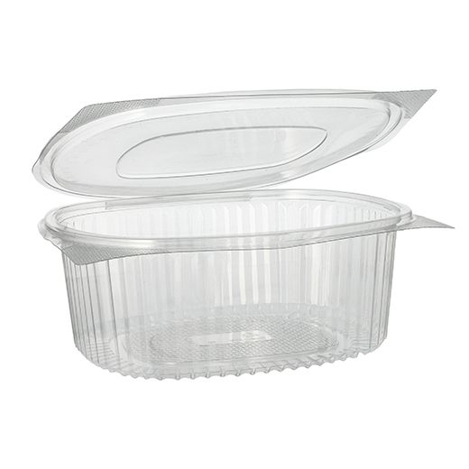 Feinkostbecher & Salatschalen To Go mit Klappdeckel, R-PET oval 1500 ml - Bild 1 Feinkostbecher & Salatschalen To Go mit Klappdeckel, R-PET oval 1500 ml - Bild 1