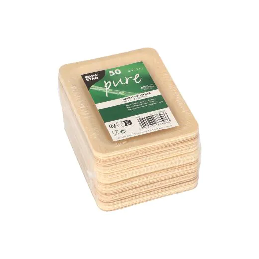Fingerfood-Teller aus Holz "pure" eckig 12 x 9,5 cm - Bild 2