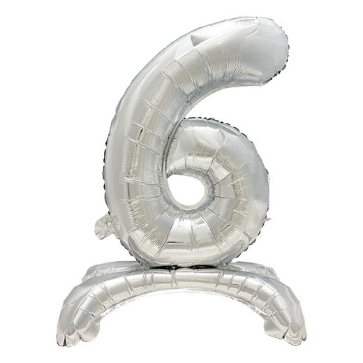Folienluftballon 73 cm silber "6" stehend - Bild 1