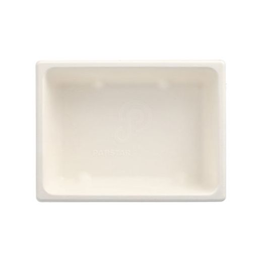Gastronorm-Behälter GN 1/8 Zuckerrohr, PLA beschichtet eckig 16,5 x 12,3 cm x 4,7 cm weiss - Bild 1