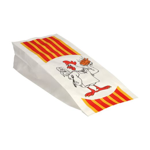 Hähnchenbeutel, Papier mit HDPE-Einlage, 24 x 10,5 x 5,5 cm "Grillhähnchen" - Bild 1 Hähnchenbeutel, Papier mit HDPE-Einlage, 24 x 10,5 x 5,5 cm "Grillhähnchen" - Bild 1