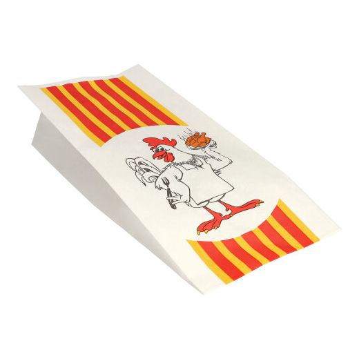 Hähnchenbeutel, Papier mit HDPE-Einlage, 28 x 13 x 8 cm, "Grillhähnchen" - Bild 1 Hähnchenbeutel, Papier mit HDPE-Einlage, 28 x 13 x 8 cm, "Grillhähnchen" - Bild 1