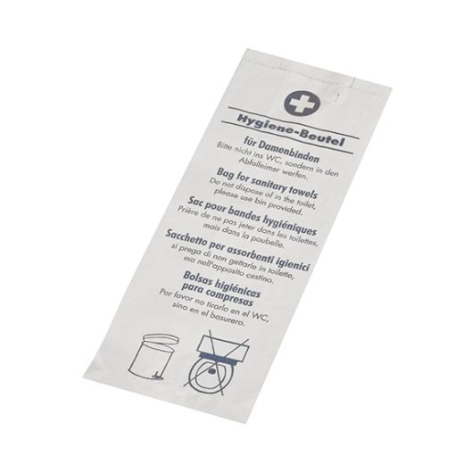 Hygienebeutel 28 x 11 x 5,5 cm weiss "bedruckt" 1