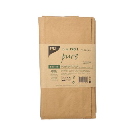 Bio-Kompostsäcke aus Papier, 120 l, braun, H 95 x B 70 x T 25 cm 1