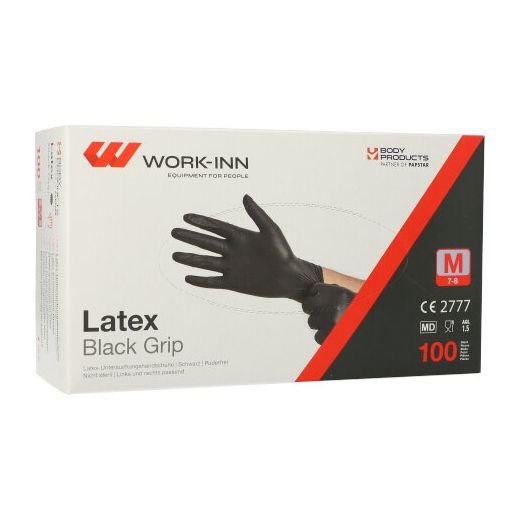 Latex-Handschuhe, puderfrei "Black Grip" schwarz Größe M - Bild 1