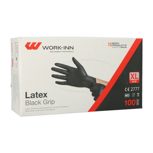 Latex-Handschuhe, puderfrei "Black Grip" schwarz Größe XL - Bild 1