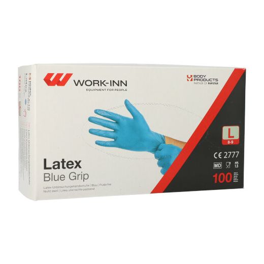 Latex-Handschuhe, puderfrei blau "Blue Grip" Größe L - Bild 1