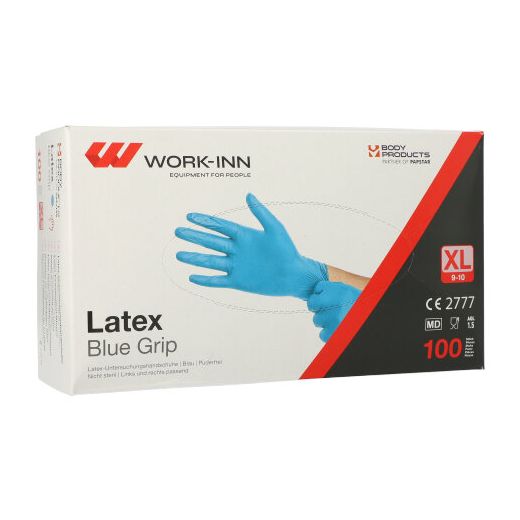 Latex-Handschuhe, puderfrei blau "Blue Grip" Größe XL - Bild 1
