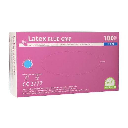 Latexhandschuhe, puderfrei, blau, Größe M, "Medi-Inn®", "Blue Grip" - Bild 1