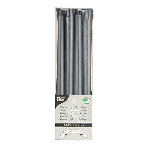 Leuchterkerzen Ø 2,2 cm · 25 cm grau aus 100 % Stearin - Bild 1