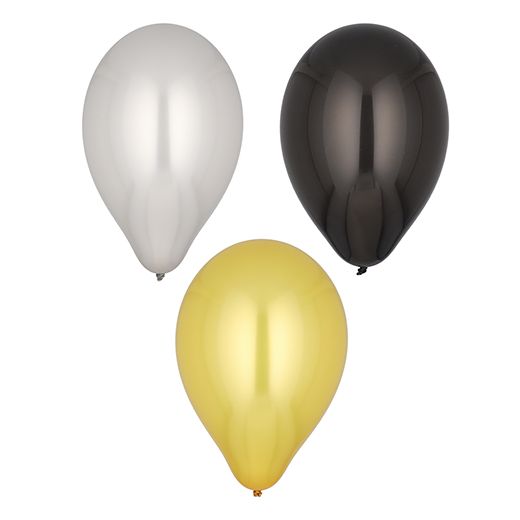 Luftballons Ø 25 cm schwarz/gold/silber - Bild 1