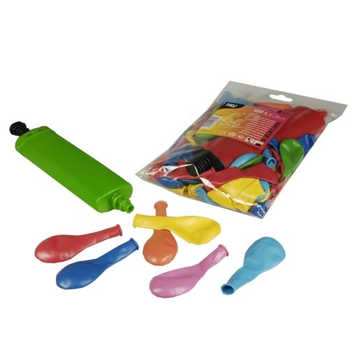 Luftballons mit Pumpe Ø 22 cm farbig sortiert - Bild 1