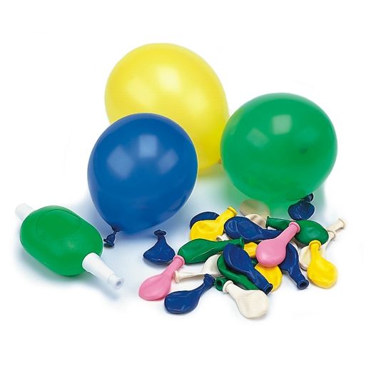 Luftballons mit Pumpe Ø 8,5 cm farbig sortiert - Bild 1