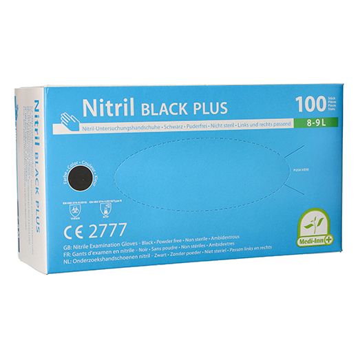 Nitrilhandschuhe, puderfrei, schwarz, Größe L, "Medi-Inn® PS" "Black Plus" 1