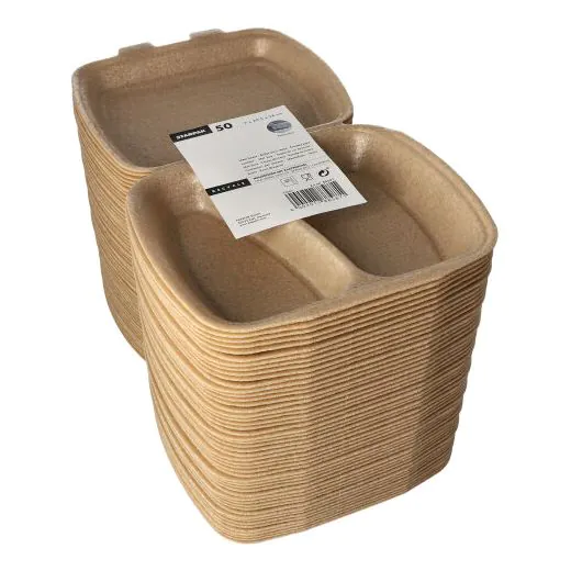 Menüboxen mit Klappdeckel, XPP 2-geteilt 20,5 x 24 cm beige - Bild 3