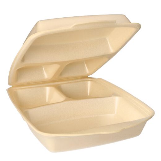 Menüboxen mit Klappdeckeln, XPS 3-geteilt, 22 x 28,5 cm beige, laminiert 1