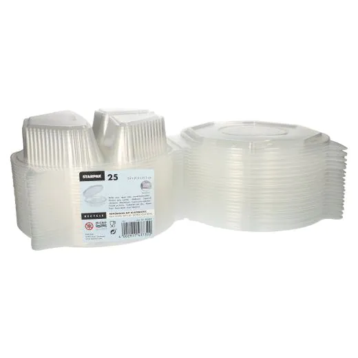Menüboxen mit Klappdeckeln 800 ml, PP 3-geteilt 21,5 x 21,5 cm transparent 8-eckig - Bild 2
