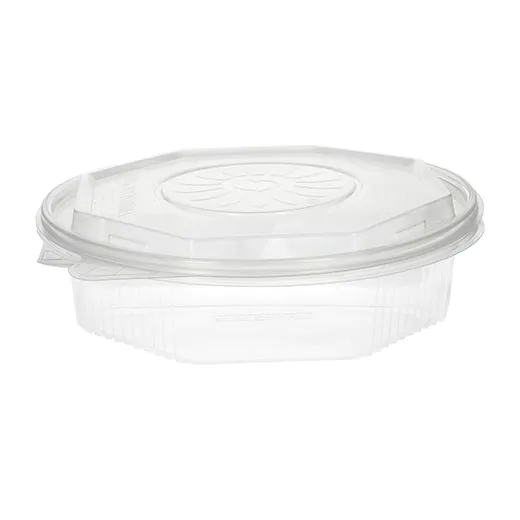 Menüboxen mit Klappdeckeln 800 ml, PP 3-geteilt 21,5 x 21,5 cm transparent 8-eckig - Bild 3