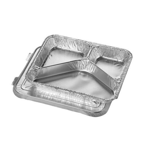 Menüschalen + Deckel, Alu 3-geteilt 760 ml 3 x 17,7 x 22,5 cm 1