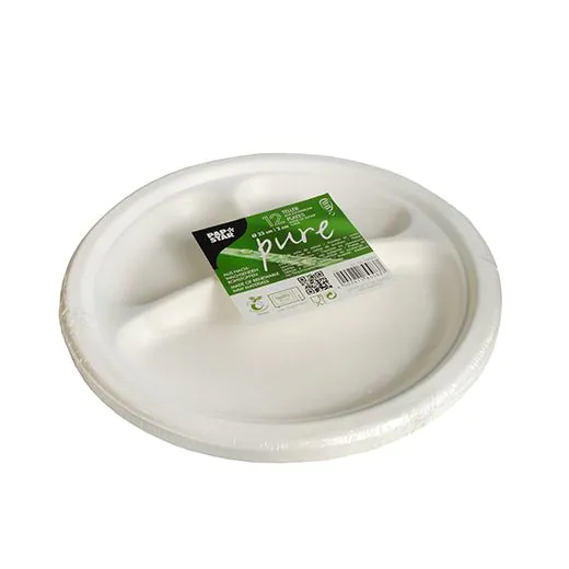 Menüteller Zuckerrohr "pure", 3-geteilt Ø 23 cm, weiss - Bild 2