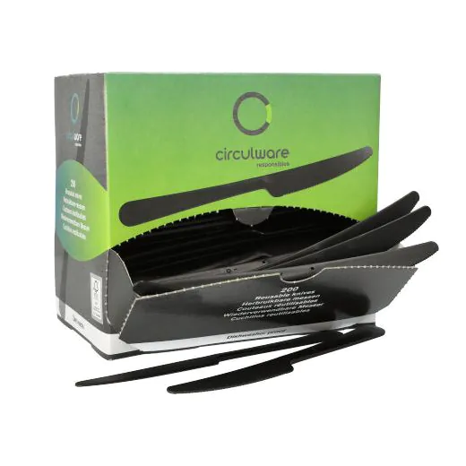 Messer (Mehrweg), Bio-PP 19,7 cm schwarz, extra stabil, in Spenderbox - Bild 2