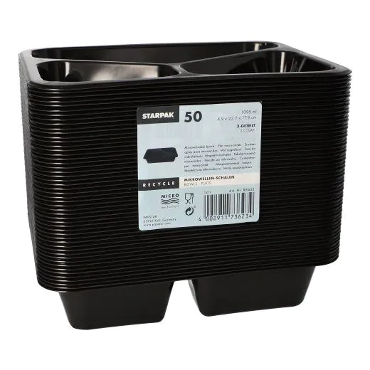 Mikrowellenschalen, PP 3-geteilt 1095 ml schwarz - Bild 2