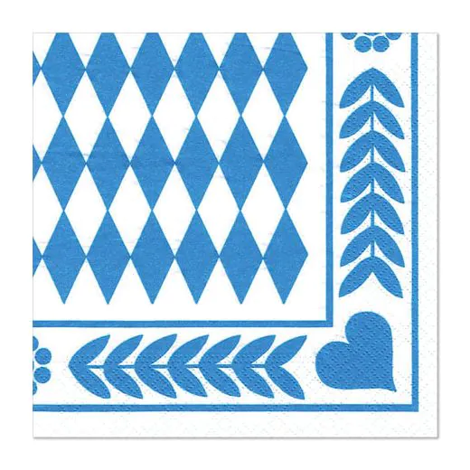 Motiv-Servietten, 3-lagig 1/4-Falz 33 x 33 cm "Bayrisch Blau" - Bild 1