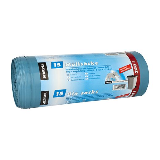 Müllsäcke, 240 l, H 125 x B 100 cm, blau 1