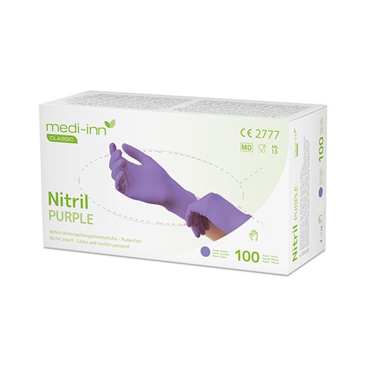 "Medi-Inn® Classic" Handschuhe, Nitril puderfrei lila "Nitril Purple" Größe XS - Bild 1