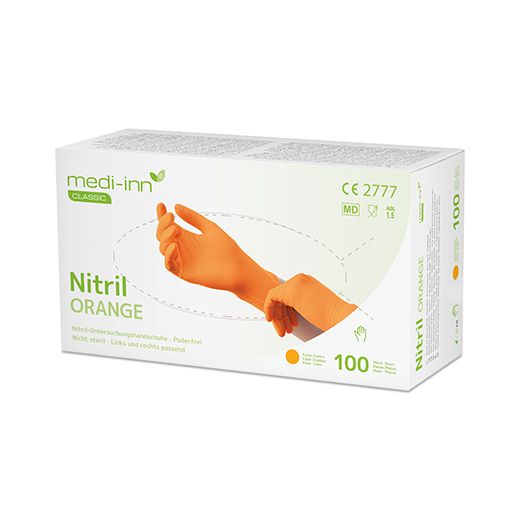 Nitril-Handschuhe, puderfrei orange "Orange" Größe L - Bild 1