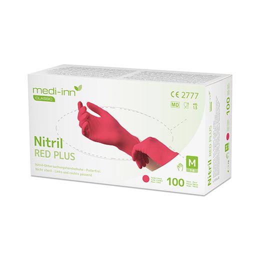 "Medi-Inn® Classic" Handschuhe, Nitril puderfrei rot "Nitril Red Plus" Größe M - Bild 1