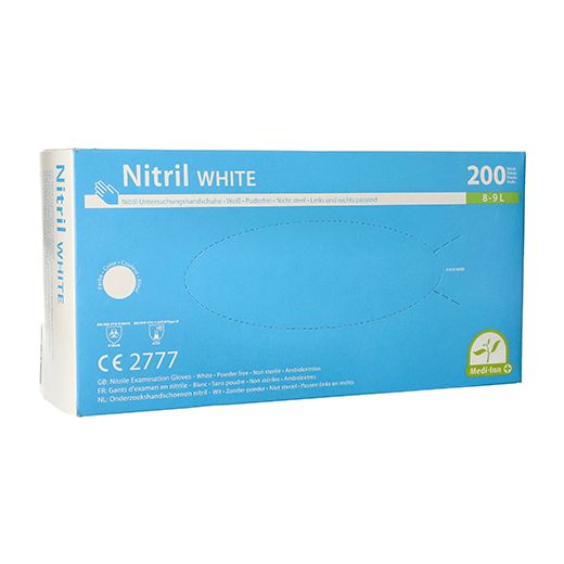 Nitrilhandschuhe, puderfrei, weiss, Größe L, "Medi-Inn®", "White" - Bild 1