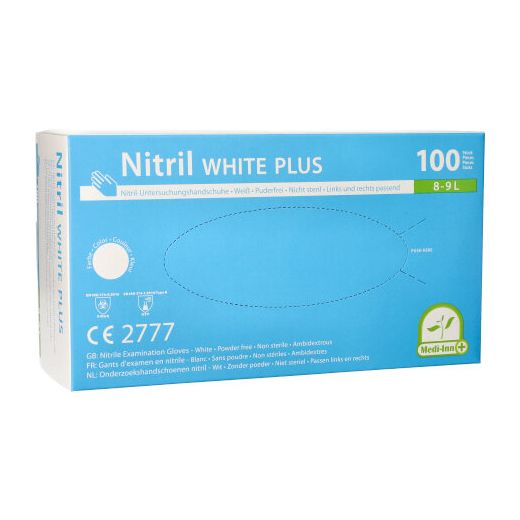 Nitrilhandschuhe, puderfrei, weiss, Größe L, "Medi-Inn®" "White Plus"
 - Bild 1