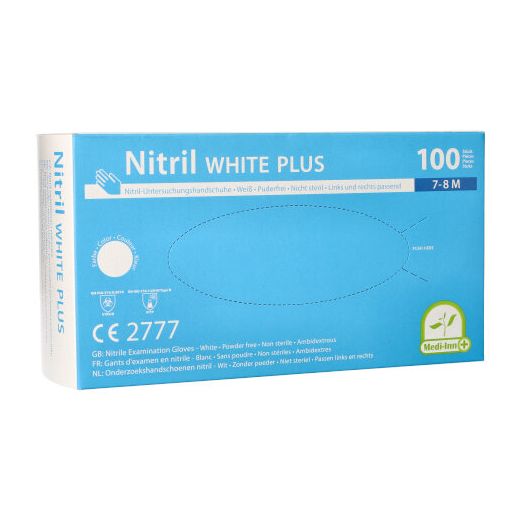 Nitrilhandschuhe, puderfrei, weiss, Größe M, "Medi-Inn®" "White Plus"
 - Bild 1