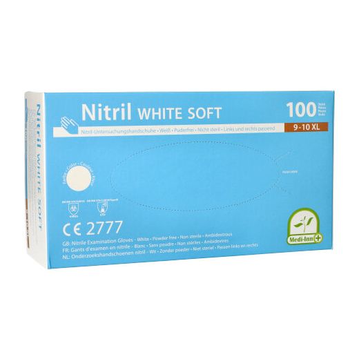 Nitrilhandschuhe, puderfrei, weiss, Größe XL, "Medi-Inn®", "White Soft" - Bild 1