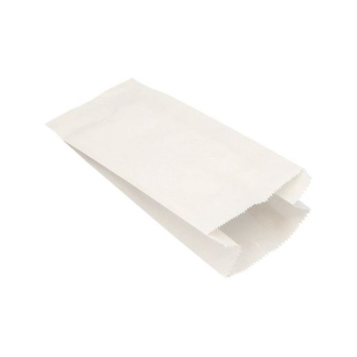 Papierfaltenbeutel, Cellulose, gefädelt 28 x 13 x 7 cm weiss Füllinhalt 1,5 kg - Bild 1