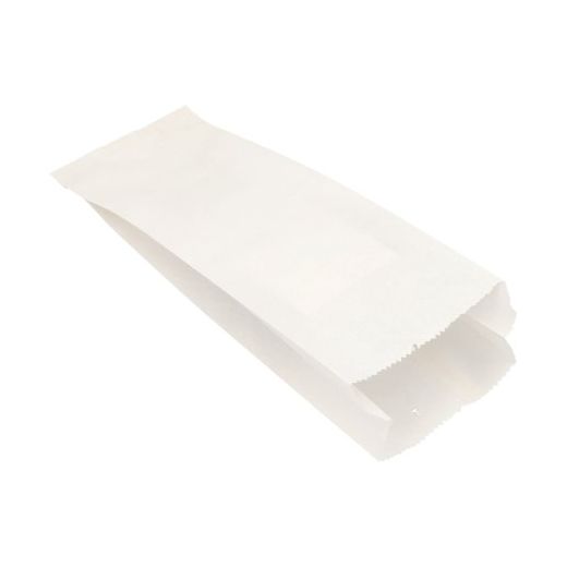 Papierfaltenbeutel, Cellulose, gefädelt 35 x 13 x 7 cm weiss Füllinhalt 2 kg - Bild 1