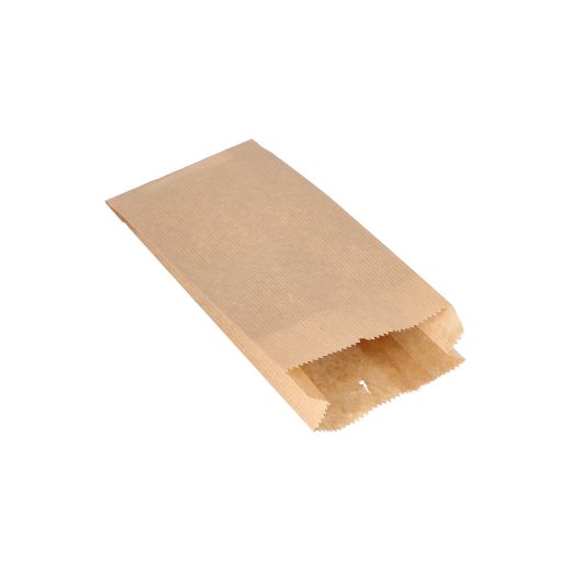 Papierfaltenbeutel, Kraftpapier 21 x 10 cm x 5 cm braun Füllinhalt 0,5 kg, gefädelt  - Bild 1