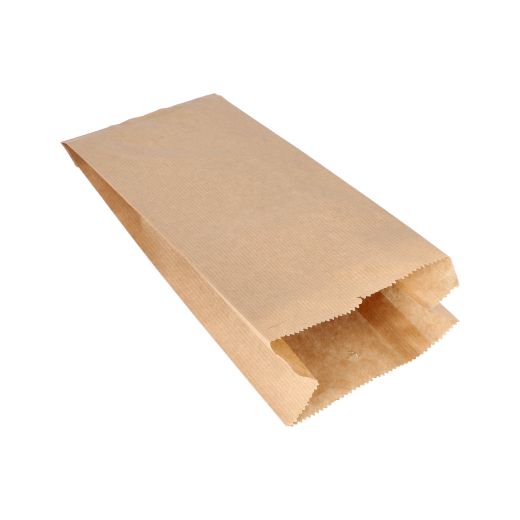 Papierfaltenbeutel, Kraftpapier 28 x 13 cm x 7 cm braun Füllinhalt 1,5 kg, gefädelt  - Bild 1