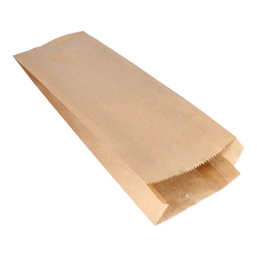 Papierfaltenbeutel, Kraftpapier 42 x 15 cm x 7 cm braun Füllinhalt 3 kg, gefädelt  - Bild 1