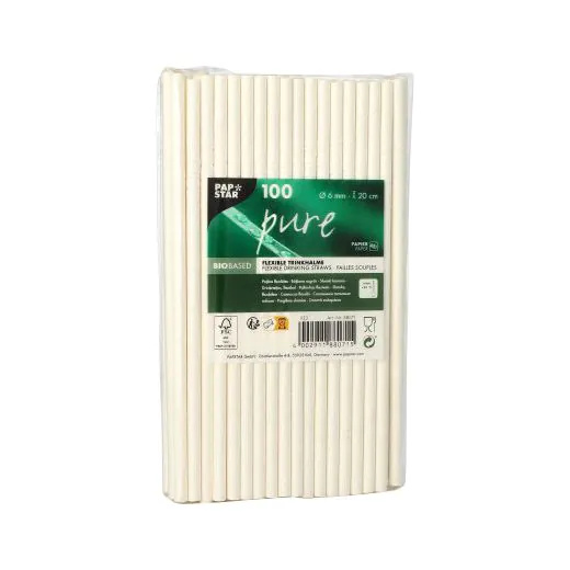 Papierstrohhalme, flexibel "pure" Ø 6 mm · 20 cm weiß - Bild 2