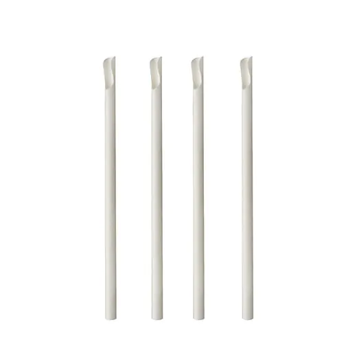 Papierstrohhalme mit Löffel "pure" Ø 8 mm · 20 cm weiss - Bild 1